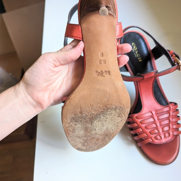 COACH Red Izzy Stiletto Heels - Picture 7 of 11